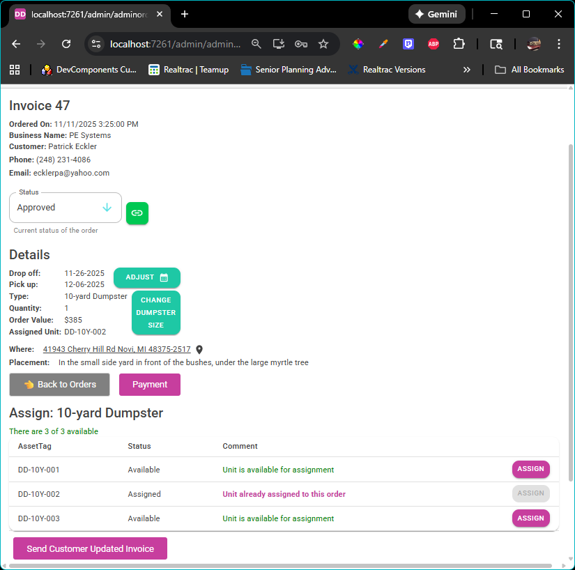Admin portal screenshot